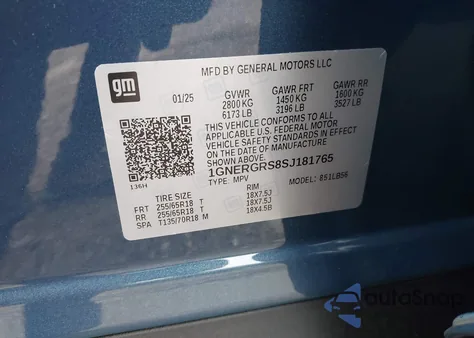 2025 Chevrolet Traverse Fwd Lt from USA, damaged, VIN 1GNERGRS8SJ181765